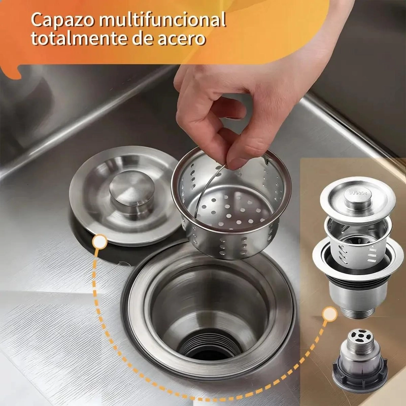 KIT DESAGÜE PARA FREGADERO DOBLE CON SIFON Y CE SPOL - 4