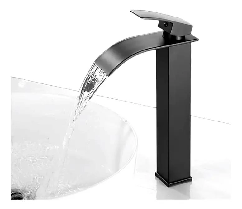 LLAVE MONOMANDO ALTA PARA VANITORIO NEGRO MATE - 1