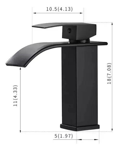 LLAVE MONOMANDO LAVAMANOS MODERNA CASCADA CURVA NEGRA - 3