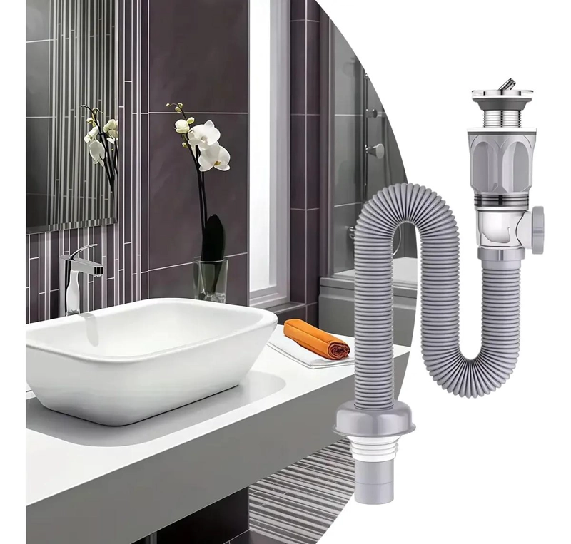 SIFON FLEXIBLE PARA LAVABO CON TRAMPA ANTIODOR - 3