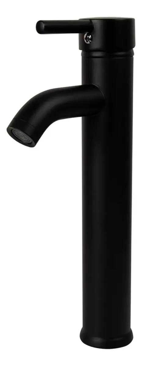 LLAVE MONOMANDO PARA LAVAMANOS NEGRO MATE ALTO - 1