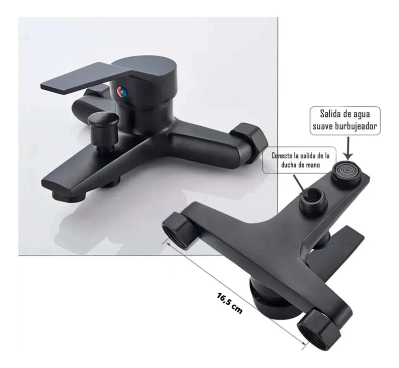 LLAVE MONOMANDO PARA TINA Y DUCHA NEGRO MATE - 2