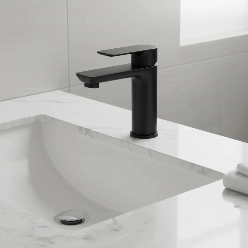 LLAVE MONOMANDO PARA LAVAMANOS NEGRO MATE - 2