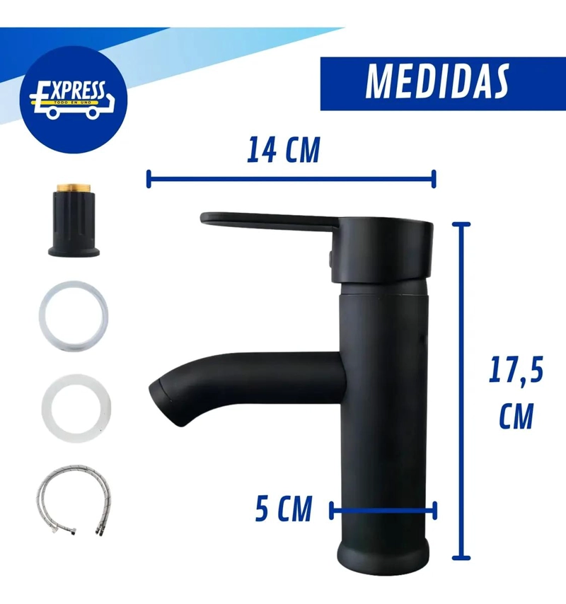 LLAVE MONOMANDO LAVAMANOS NEGRO MATE ACERO - 3