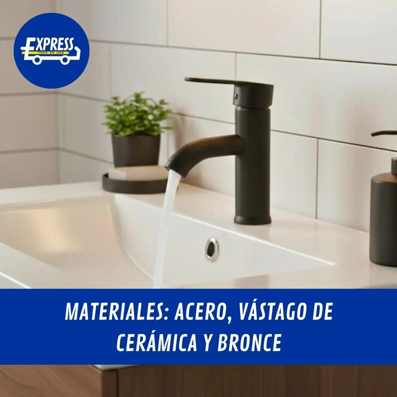 LLAVE MONOMANDO LAVAMANOS NEGRO MATE ACERO - 5