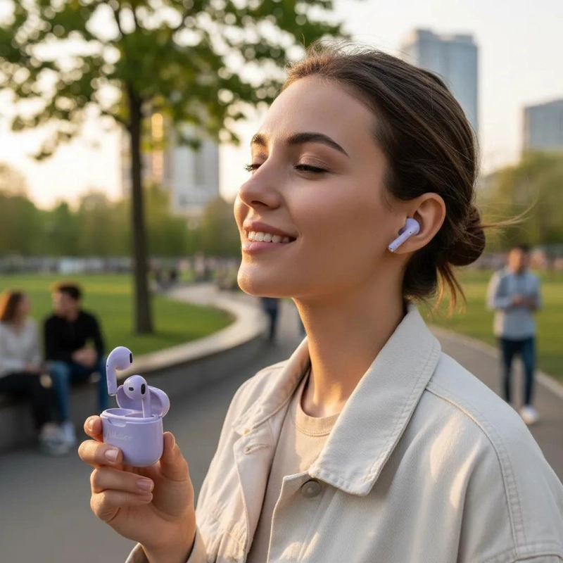 AUDIFONO INALAMBRICO MINI POD TOUCH COLOR MORADO - 3