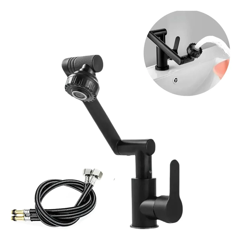 LLAVE MONOMANDO GIRATORIA 1080° COLOR NEGRO PARA BAÑO Y   - 3