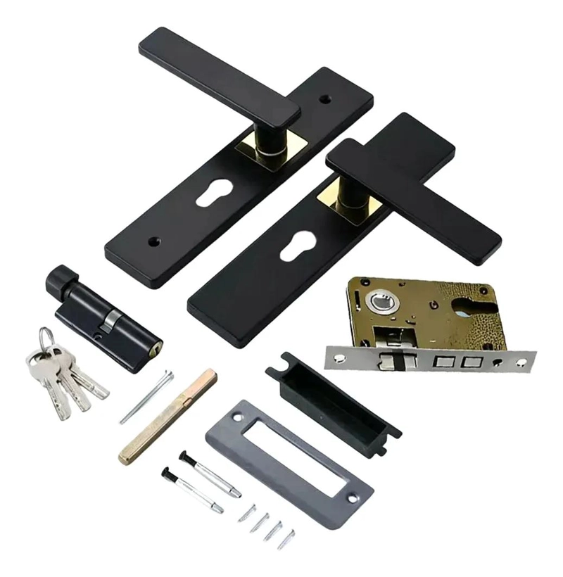 CERRADURA CON MANIJA NEGRA PARA PUERTA SILENCIOSA - 1