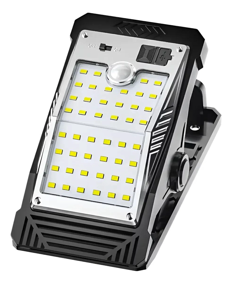 FOCO SOLAR LED CON SENSOR DE MOVIMIENTO 80W Y PINZA - 1