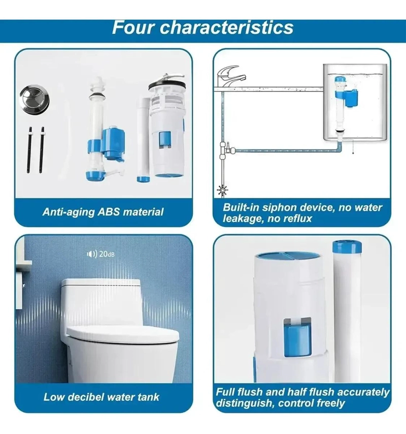 KIT COMPLETO DE VALVULA PARA ESTANQUE CON BOTON WC - 3