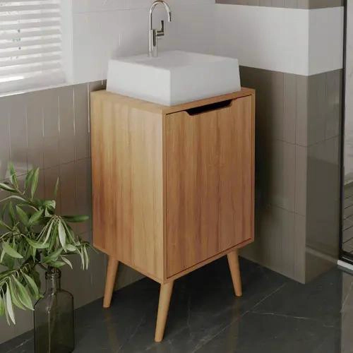 GABINETE PARA BAÑO COLOR MARRON CON DISEÑO COMPACTO - 2
