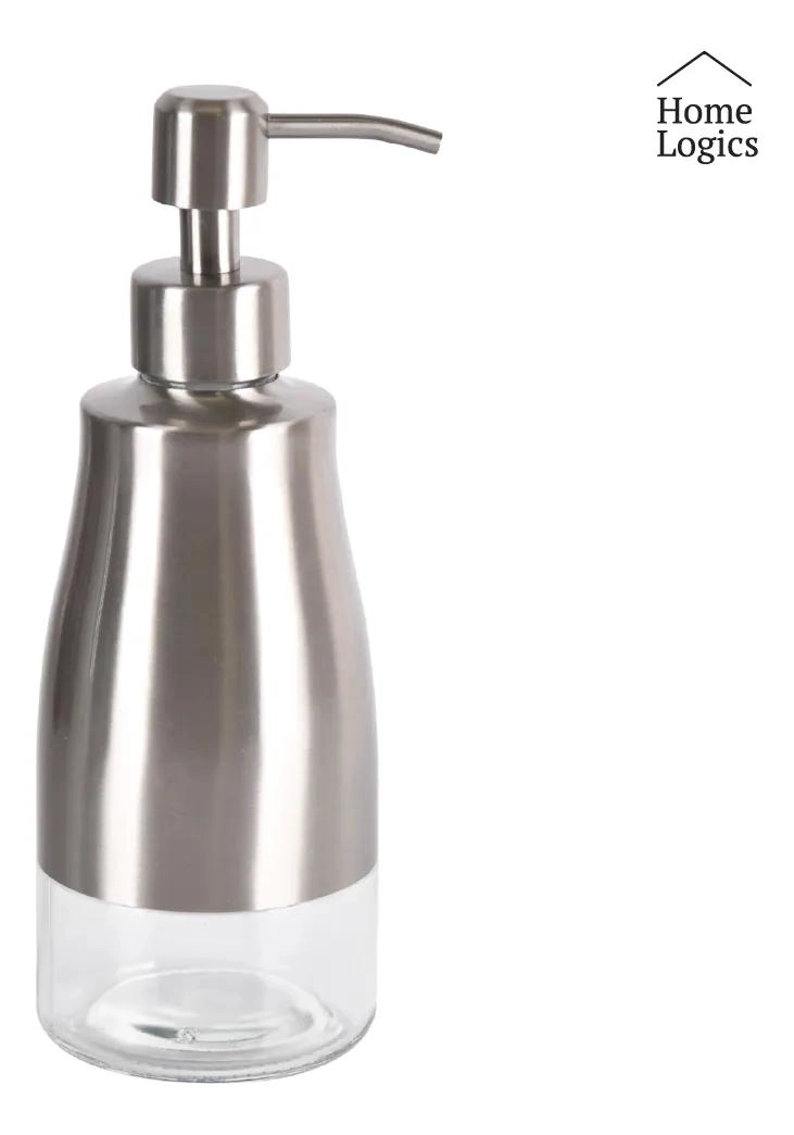 DISPENSADOR DE JABON ACERO INOXIDABLE Y VIDRIO 300ML - 2