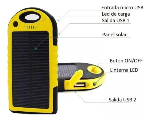CARGADOR SOLAR PORTATIL 6800MAH CON DOBLE SALIDA USB - 2