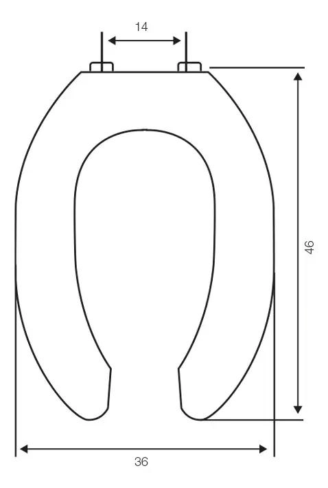 ASIENTO DE BAÑO PLASTICO BLANCO ELONGADO ARO ABIERTO - 3