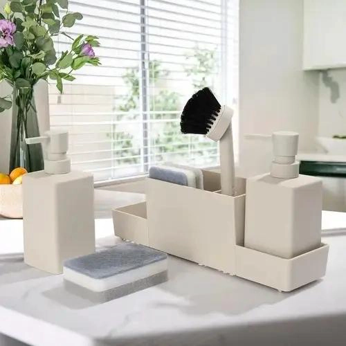 DISPENSADOR DE JABON LIQUIDO CON ALMACENAMIENTO PARA BAÑO - 4
