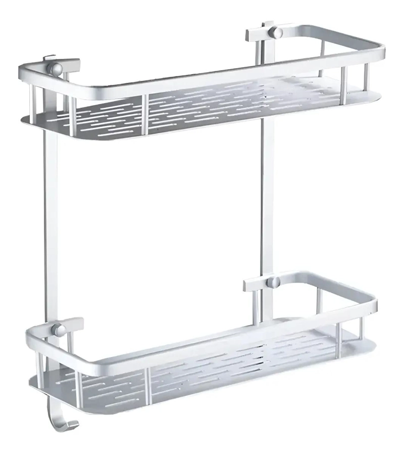 ORGANIZADOR DE BAÑO DE 2 NIVELES CON GANCHOS - 1