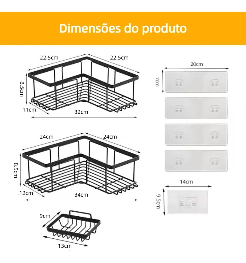 SET 3 REPISAS ADHESIVAS INOXIDABLE PARA DUCHA - 3