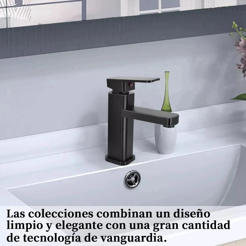 LLAVE MONOMANDO PARA LAVAMANOS CUADRADA MATE - 2