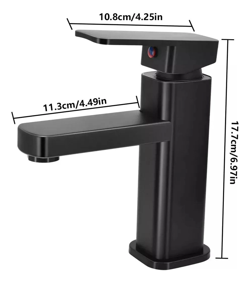 LLAVE MONOMANDO PARA LAVAMANOS CUADRADA MATE - 4