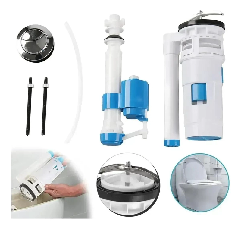 KIT HERRAJES Y VALVULA DESCARGA DUAL 20 CM PARA WC - 1