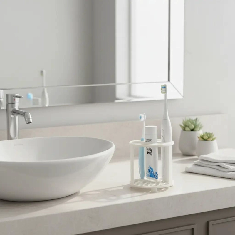 ORGANIZADOR PARA BAÑO CON SOPORTE PARA CEPILLOS DE DIENTE - 3