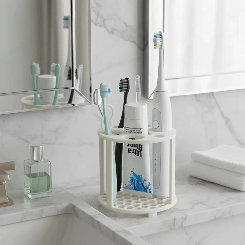 ORGANIZADOR PARA BAÑO CON SOPORTE PARA CEPILLOS DE DIENTE - 5