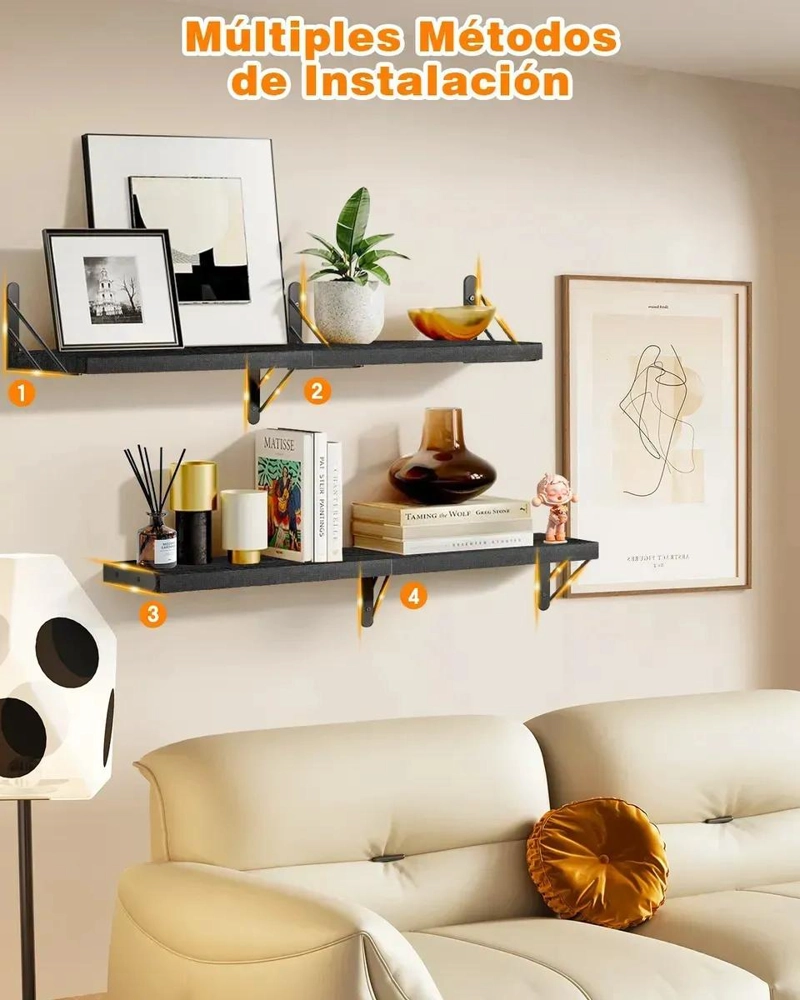 SET 3 REPISAS FLOTANTES DE MADERA PARA PARED - 5