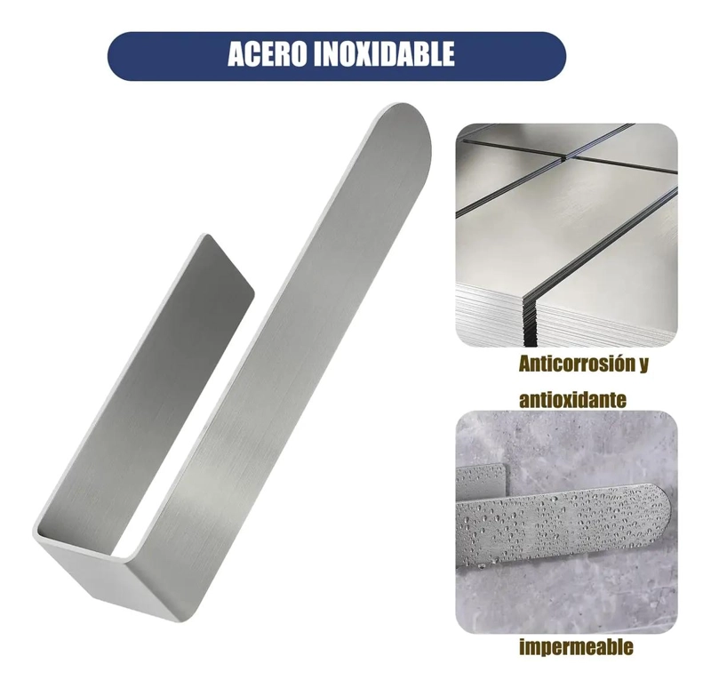 SOPORTE TOALLERO METALICO ADHESIVO PARA BAÑO - 4