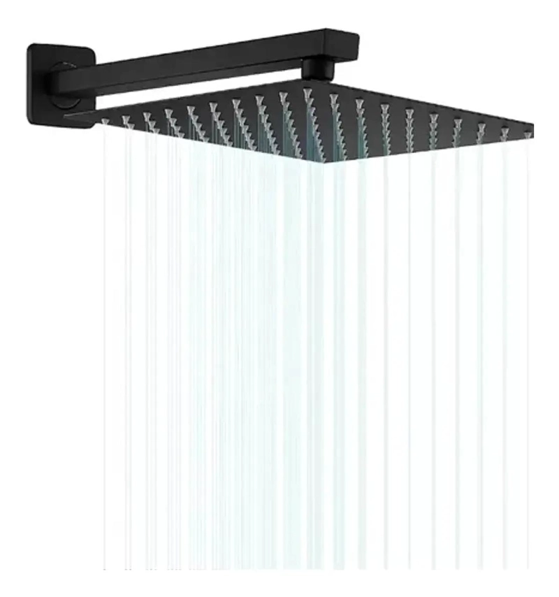 PLATO DE DUCHA CUADRADO NEGRO CON BRAZO 40 CM - 3