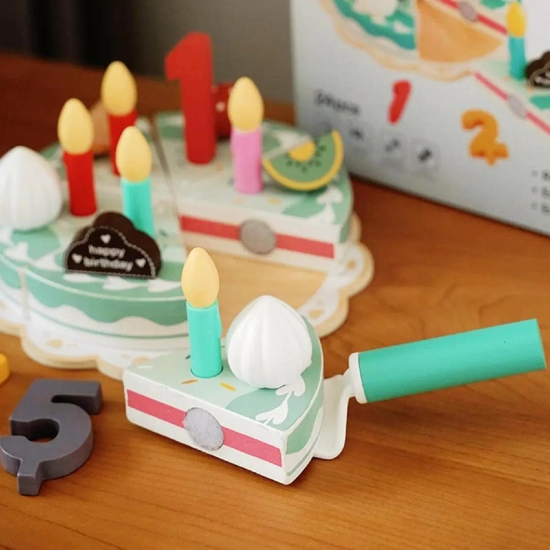 PASTEL DE CUMPLEAÑOS JUGUETE DE MADERA MONTESSORI - 4