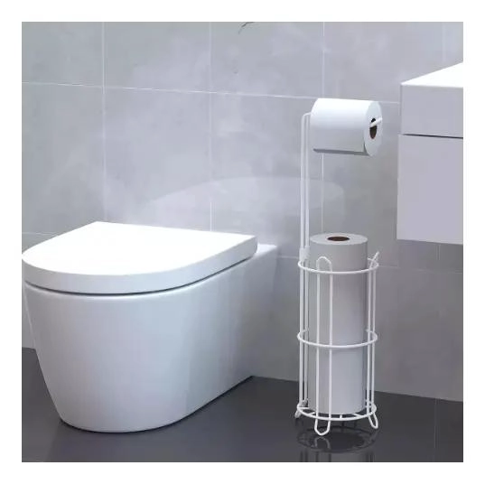 SOPORTE DE PAPEL HIGIE NICO CON PEDESTAL Y ORGANIZADOR - 2