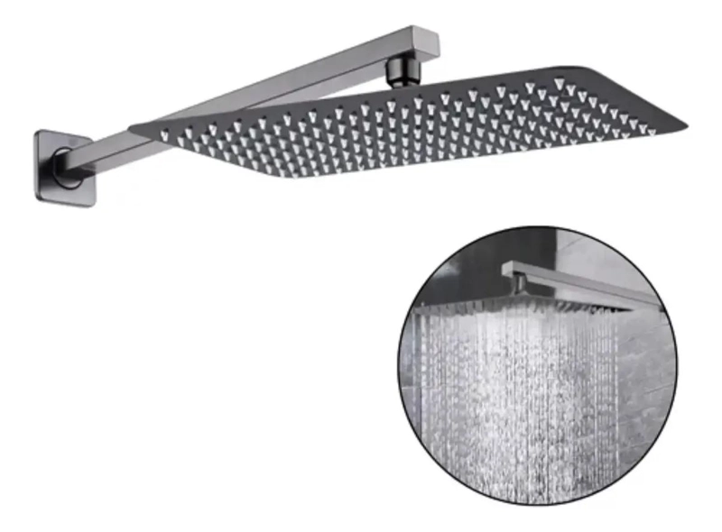 BRAZO DE DUCHA 40 CM CON PLATO 20X30 CM COLOR GUNMETAL - 1
