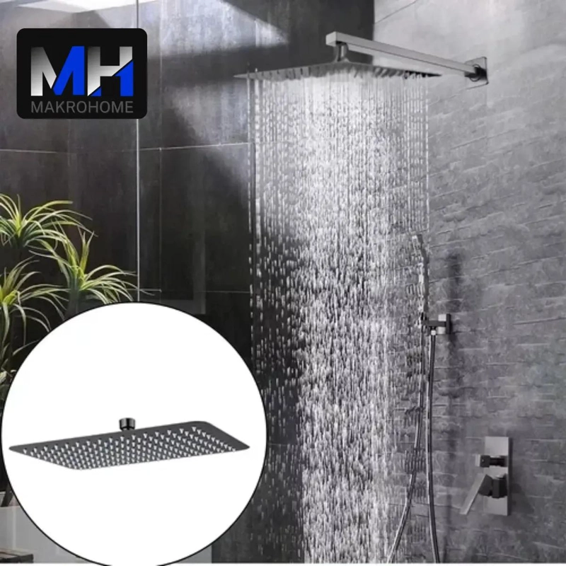 BRAZO DE DUCHA 40 CM CON PLATO 20X30 CM COLOR GUNMETAL - 5