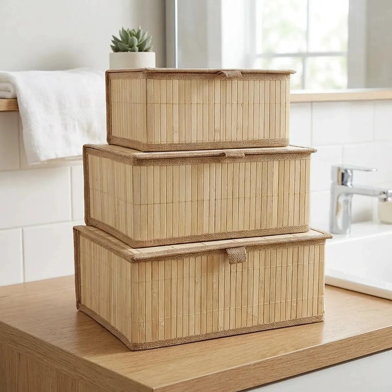 SET 3 CAJAS ORGANIZADORAS DE BAMBU PARA CLOSET Y BAÑO - 1