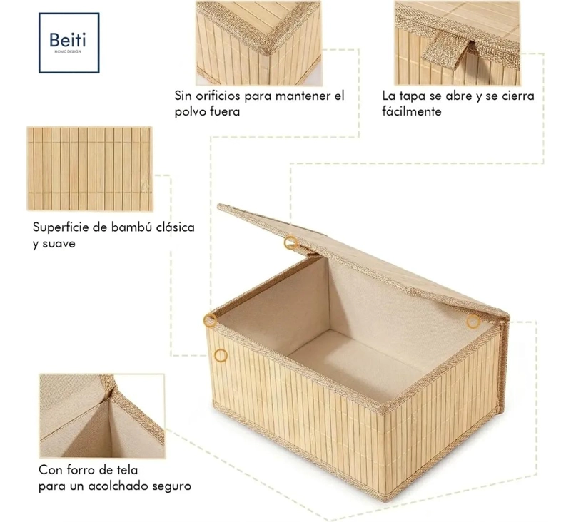 SET 3 CAJAS ORGANIZADORAS DE BAMBU PARA CLOSET Y BAÑO - 3