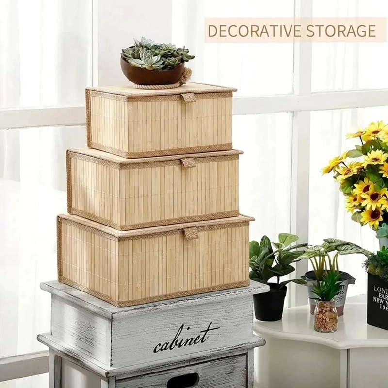 SET 3 CAJAS ORGANIZADORAS DE BAMBU PARA CLOSET Y BAÑO - 5