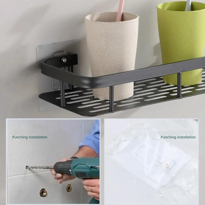 PACK 2 ESTANTES DE PARED PARA BAÑO Y COCINA SIN TALADRO - 5