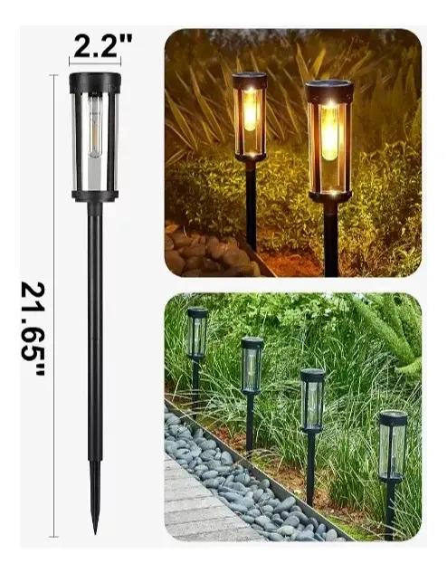 PACK 2 FOCOS ESTACA SOLAR PARA JARDIN LUZ CALIDA - 2
