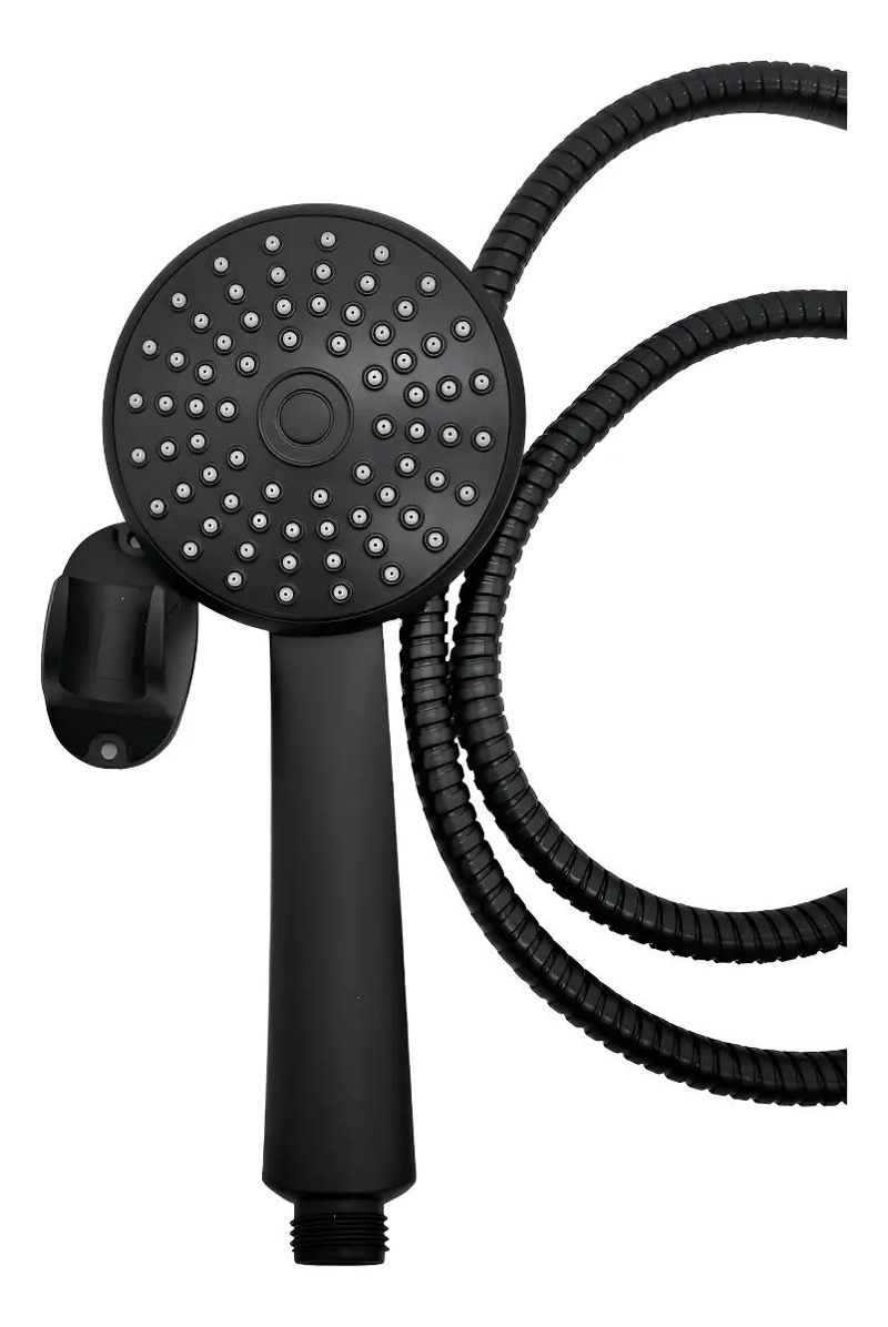 KIT DE DUCHA CON TELE FONO, MANGUERA Y SOPORTE NEGRO - 1