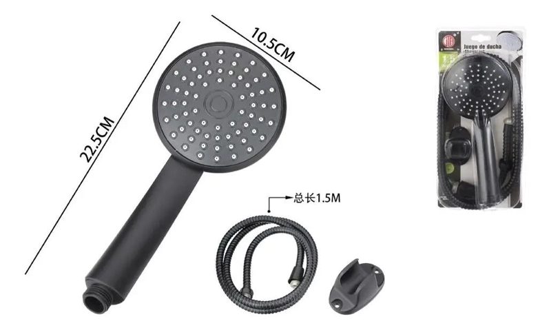 KIT DE DUCHA CON TELE FONO, MANGUERA Y SOPORTE NEGRO - 2