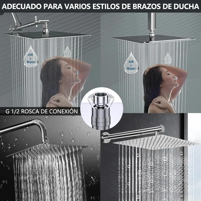 CABEZAL DE DUCHA TIPO LLUVIA 8 PULGADAS ALTA PRESION - 4