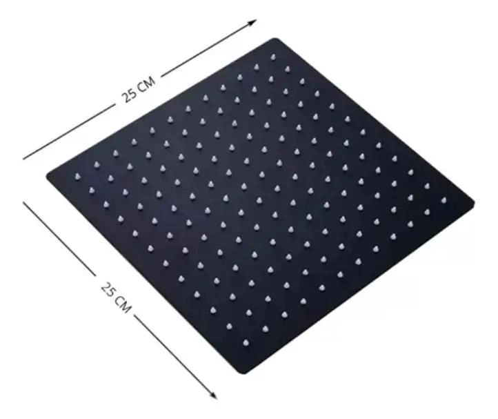 PLATO DE DUCHA CUADRADO ACERO INOXIDABLE 25 CM NEGRO - 3