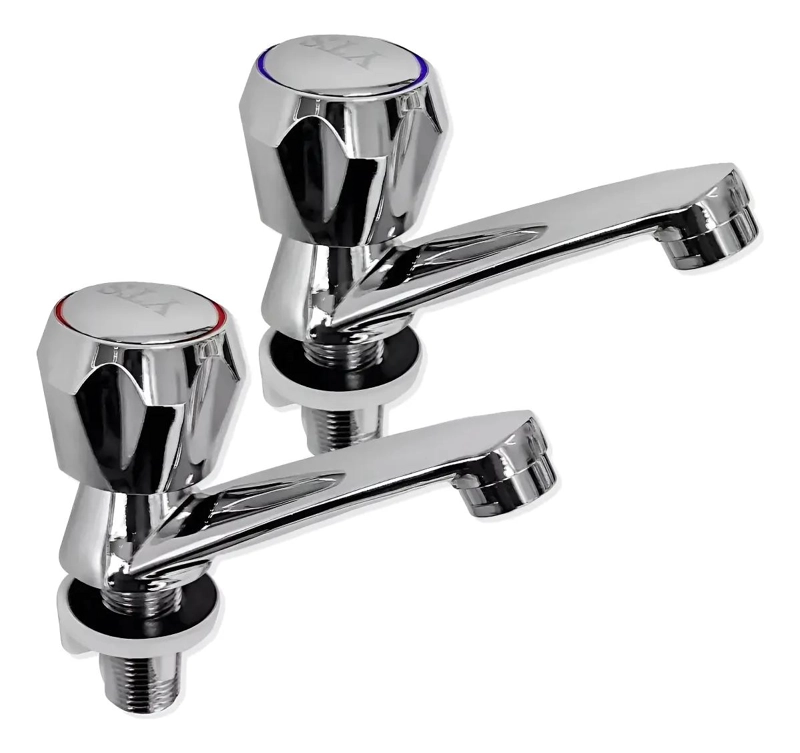 LLAVE PARA LAVAMANOS 2 PIEZAS AGUA CALIENTE Y FRIA - 1