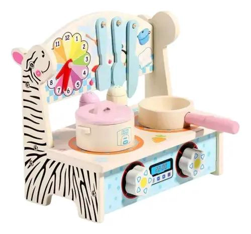 COCINA DE JUGUETE DIDACTICA EN MADERA PARA NIÑAS - 1