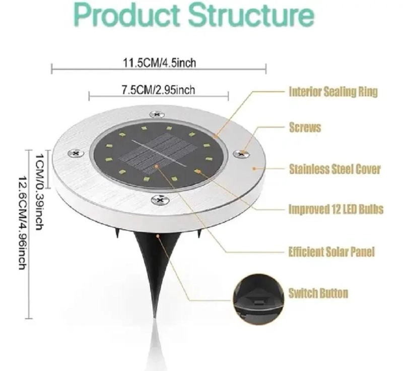 PAQUETE DE 8 FOCOS SOLARES LED PARA EXTERIOR - 5