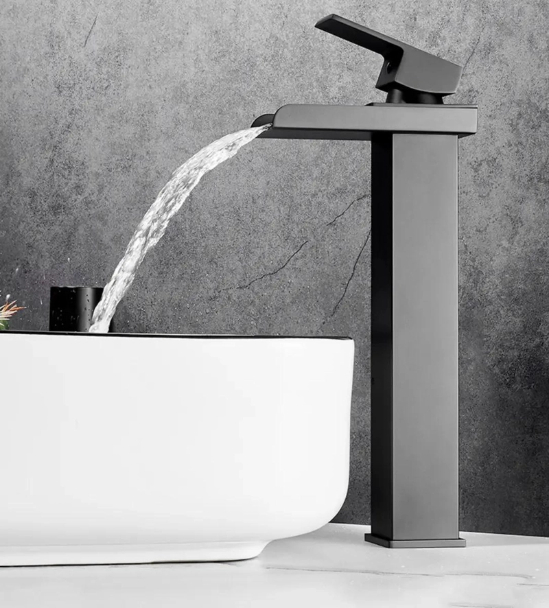 MONOMANDO ALTA CASCADA NEGRO 29CM FRIO CALIENTE CON FLEX - 4