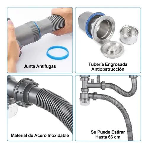 DESAGÜE DOBLE SELLADO PARA FREGADERO Y BAÑO - 4