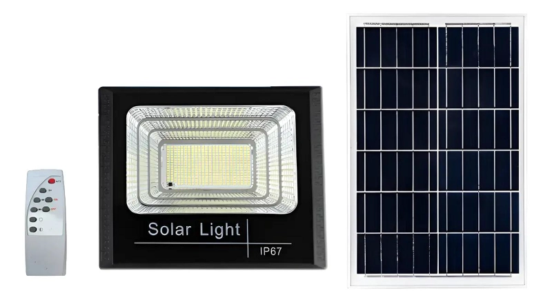 LAMPARA SOLAR 120 LED 100W CON PANEL Y CONTROL REMOTO - 1