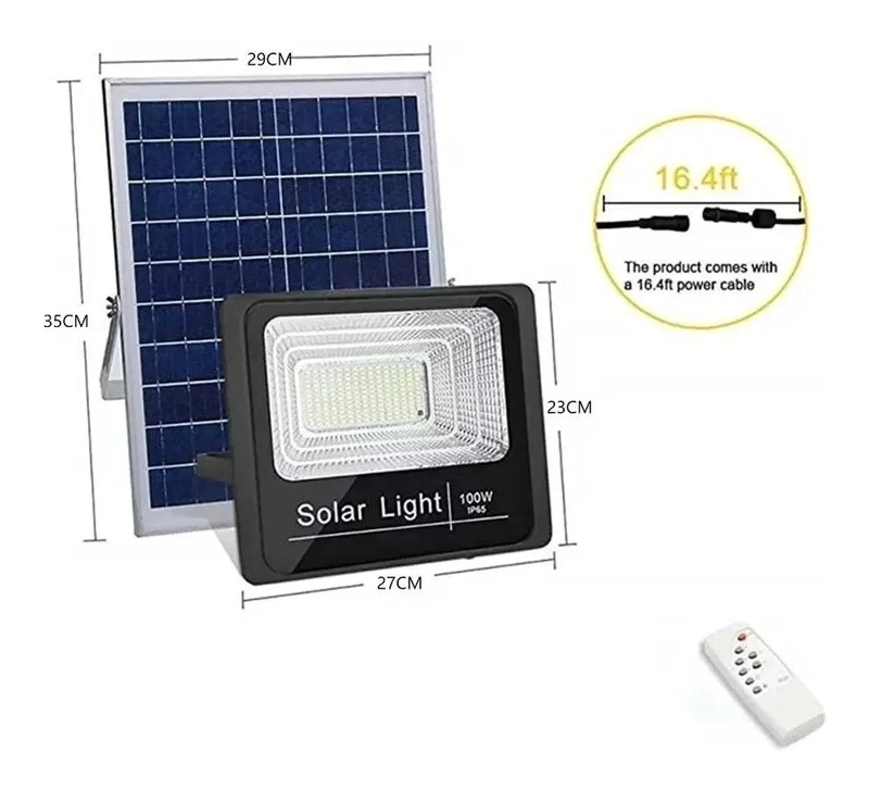 LAMPARA SOLAR 120 LED 100W CON PANEL Y CONTROL REMOTO - 2