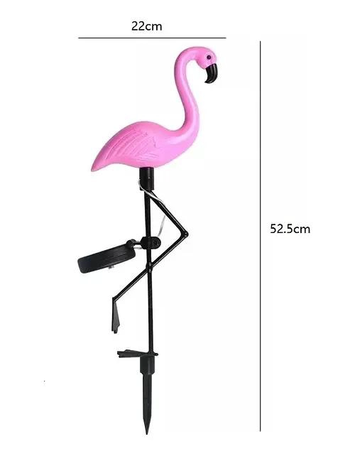 PACK 3 FLAMENCOS ROSADOS SOLARES CON ESTACA PARA JARDIN - 2